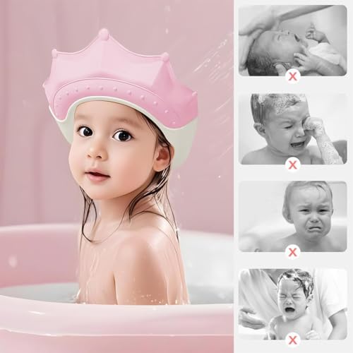 Miniatura 4 de Gorro De Ducha Para Niños Diseño Corona, Protege Los Ojos Del Agua, Reduce El Miedo Al Baño, 0-15 Años, Ajustable, Visera Baño Niños, Gorro Ducha Niños