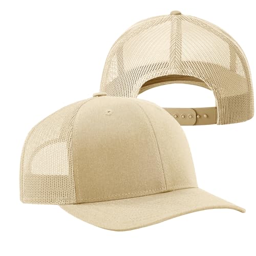 Image of TZ Promise Men Women Plain Cotton Trucker Cap with Breathable Mesh Back, Snapback Baseball Hats