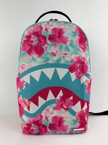 Sprayground Miami Fresh Floral DLXR Backpack, Pink/White, Unisex, PVC Material, Multiple Storage Compartments2
