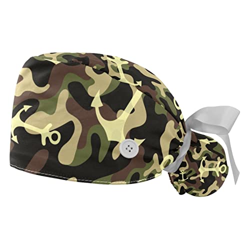 Chapeau de travail camo JDEZ respirant lot de 2 casquettes bouffantes mixtes