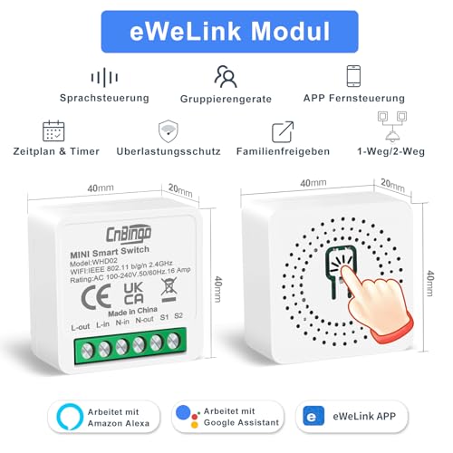 Module d'interrupteur intelligent Wi-Fi CNBINGO compatible Alexa pour interrupteur mural - 2