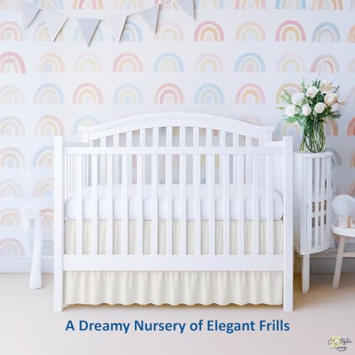 Image of Cottington Lane Ivory Crib Skirt Dust Ruffle 14 inch Drop, Fits 28 inch x 52 inch