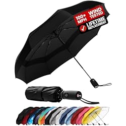 Repel Windproof Travel Umbrella - Compact & Withstands Winds up to 100MPH , Strongest Premium Auto Folding Umbrella for Rain and Sun - Durable, Light & Portable for Women & Men , Fits Backpack & Cars
