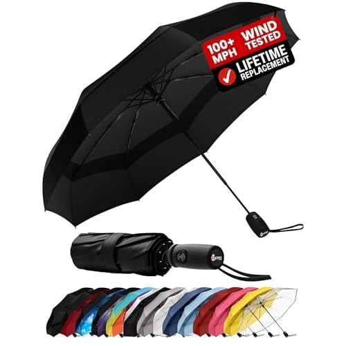 Windproof Travel Umbrella - Compact & Withstands Winds up to 100MPH, Strongest…