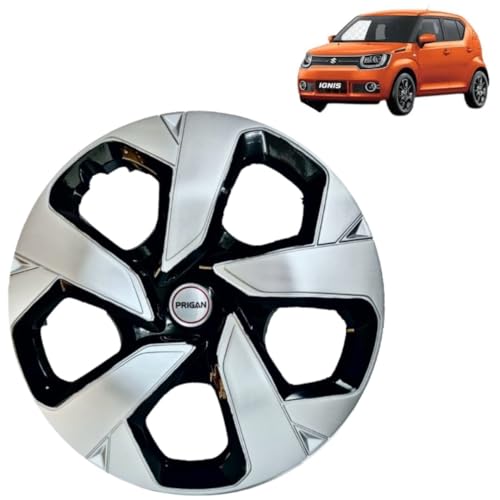 Image of Prigan Ignis Black Silver Wheel Cover 15 inch for Maruti Ignis (Set of 4 Pcs) (Press Fitting) Model- Punch Reverse 15