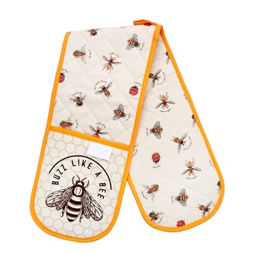 SiXsigma Sports Double Oven Gloves Heat Resistant Oven Mitts - Heavy Duty Potholders Novelty Home And Kitchen Gloves For Cooking & Baking - Ideal For Women & Men (Light Brown)