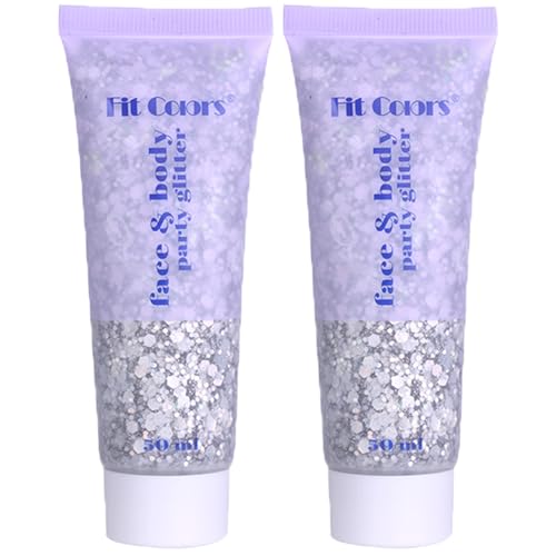 Body Glitter Face Glitter Gel: Singer Concerts Disco Festival Rave Accessories Face Glitter Makeup 150ml Chunky Sequins Mermaid Face Body Hair Glitter Gel (2 Silver)