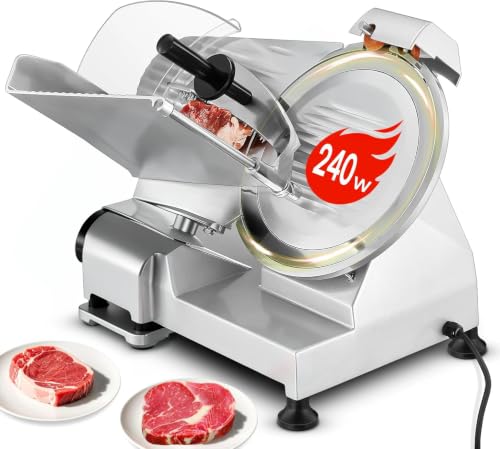 FOHERE Commercial Meat Slicer 240W 10 Inch Electric Food Deli Slicer