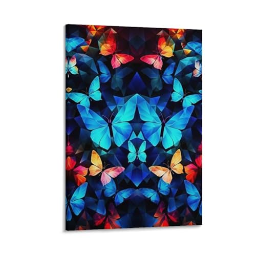 Toile papillon psychédélique pour habiller un mur vide décoration murale couloir 50x75