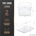BINO | Plastic Storage Bins, Large - 2 Pack, Clear | THE SOHO COLLECTION | Pantry Organizers and Storage Containers | Fridge Organizer Bins | Kitchen Cabinet Organizer | Medicine Cabinet Bin - Image 2