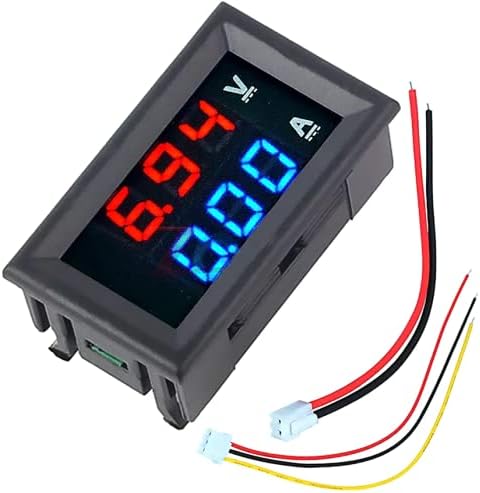 Dual LED 0.28” Red-Blue Display Digital Voltmeter (0-100V) and Ammeter (10A)-LED Display-Digital Voltmeter Ammeter-Voltage Current Tester