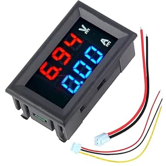 Robotbanao Dual LED 0.28” Red-Blue Display Digital Voltmeter (0-100V) and Ammeter (10A)-LED Display-Digital Voltmeter Ammeter-Voltage Current Tester