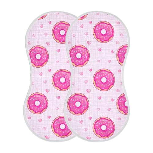 Sprinkled Donut Heart Pink Baby Burp Cloths Cotton Washcloths Soft Absorbent Burping Rags for Baby Girl Boy Muslin Burp Cloths 1 Pack2
