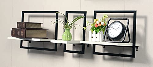 Modern Floating Shelf-Art Wall Shelves-Hanging Plant-Floating Bookcases-White Shelves Easy to Hang-Suitable for Bedrooms, Living Rooms, Stairs and Offices-Set of 3
