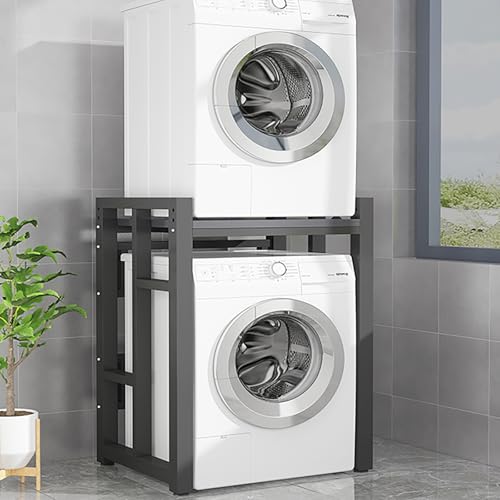 Washer Dryer Stacking Rack Stand - Adjustable Over-Washer Storage Shelf, Space-Saving nizer for Laundry Rooms, Apartments, Bedrooms (Black) - Perfect for Maximizing Space