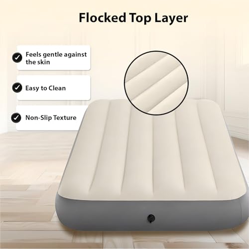 Image of HACER Inflatable Air Bed Portable Mattress Quick Inflation /Deflation Blow Up Single Beds for Home Camping Travel (Beige)