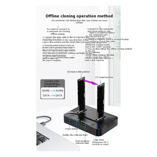 Estación de acoplamiento para discos duros M.2 NVMe SATA con adaptador SSD USB 3.2 2
