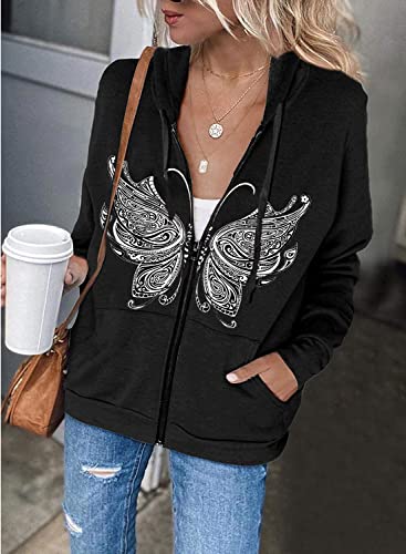 Magicmk Women's Long Sleeve Sweatshirt Casual Cotton Zip Up Hoodie Jacket #TOP1