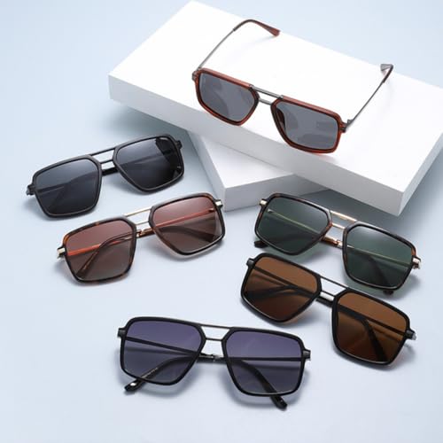 Lunettes de soleil carrées rétro double pont aux finitions soignées - 4