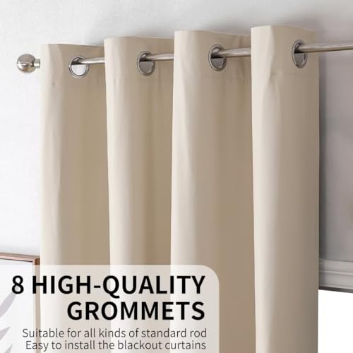 Image of Joydeco Natural Blackout Curtains 63 Inch Length for Bedroom, Black Out Curtains 63 Inch Long 2 Panels Burg for Living Room, Thermal Insulated Solid 63 Inch Drapes with Grommets