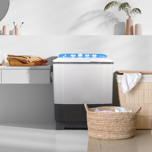 24Lbs Portable Washing Machine, Portable Washer and Dryer, Washer (16Lbs)& Spin(8Lbs)2 in 1 Twin Tub Washer Compact Machine with Drain Pump by EUASOO - Image 2