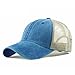 Trucker Ball Cap Mesh Beige Back Adjustable Hat Snapback 2-Tone 6 Panel (Blue), One Size-Medium