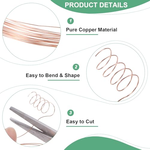 M METERXITY 99.9% Soft Copper Wire, 26 Gauge 33FT Pure Copper Wire for DIY Crafting/Jewelry Making/Gardening Plant/Beading - Image 2