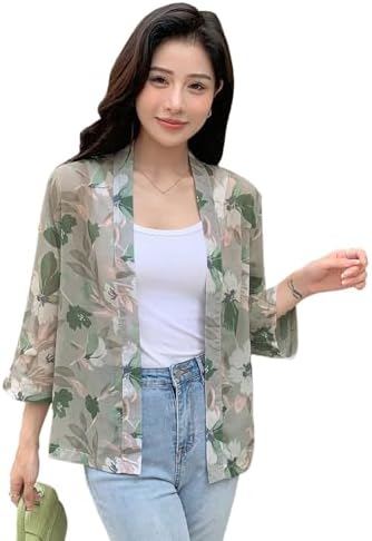 TOPLOT Women's Front Open Floral Printed Shrug Top Regular Fit