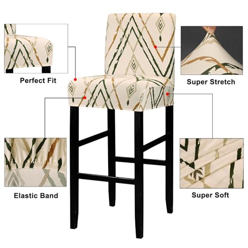 Image of Lellen Bar Stool Chair Covers Set of 2,Jacquard Bar Stool Cover Barstool Covers Slipcovers Stretch Bar Stool Covers with Backs Bar Stool Protector Covers for Kitchen Dining Room Counter Island