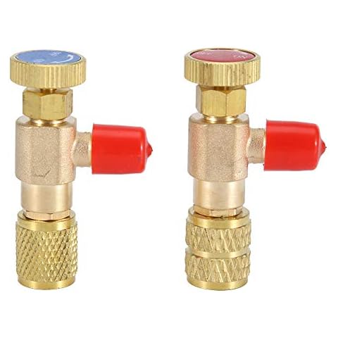 Liquid Safety Valve, 2Pcs 1/4 "Refrigerant Valve Copper + Aluminum Charging Valve Refrigeration Accessories Filling Valve Cover