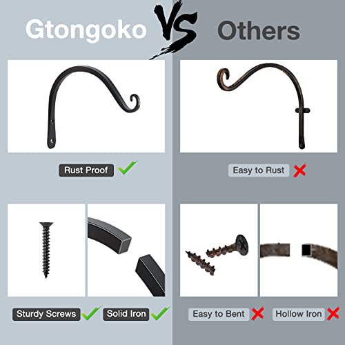 Gtongoko 8-12-14 Inch Sturdy Hanging Plant Bracket - Decorative Plant Hanger For Hanging - 2 Pack (8 Inch) #TOP3