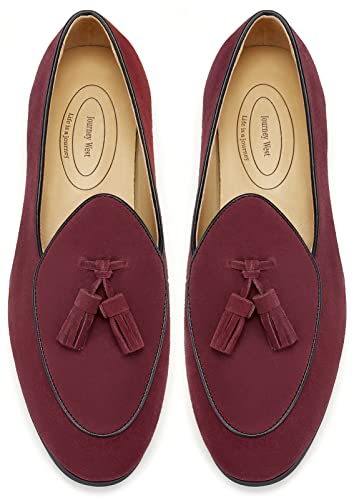 Image of Journey West Men's Suede Leather Belgian Loafers for Men Slip-on Casual Penny Casual Loafers