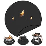 Yamagahome Feuerfeste Unterlage 152cm, Faltbare Rund Feuerfeste Matte aus Silikon-Glasfaser, Hitzebeständige Wasserbeständige Feuerstellenmatte für Kamin, Boden, BBQ Grills, Rasen und Camping, Schwarz