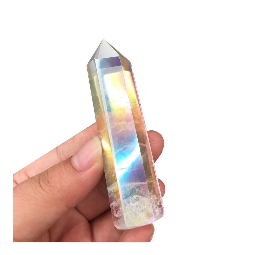 PAKMEZ Aura Natural Torre de Cuarzo Transparente Punto de galvanoplastia Torre de obelisco de Cristal for la decoración del hogar Gran opción for la decoración del hogar Obelisco (Size : One Size)