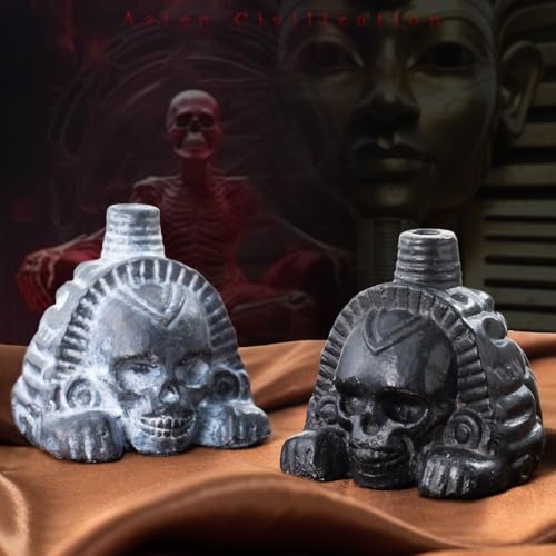 Authentic Aztec Death Whistle - The Lion Skull Shape Handmade Clay Screaming Sound for Halloween Pranks, Scary Gifts (Black)