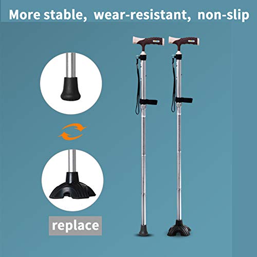 Urge Medical Self Standing Cane Tip - 3/4 Inch Replacement - Heavy Duty Rubber Quad Base For Walking, Folding & Medical Canes - Stable Grip Traction Attachment (Black) #TOP3