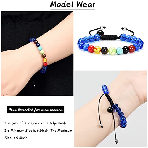 Imrsanl Cremation Jewelry Urn Bracelet For Ashes Braided Rope Natural Stone Cremation Bracelet Bangle Memorial Keepsake Cuff Ashes Bracelet For Women Men (Blue) #TOP3
