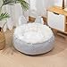 Queta Panier pour animal domestique, lit doux pour chats, lit rond pour chiens, lit en peluche dimensions 50 cm, lit pour animaux de compagnie pour le sommeil et le repos en hiver (gris)