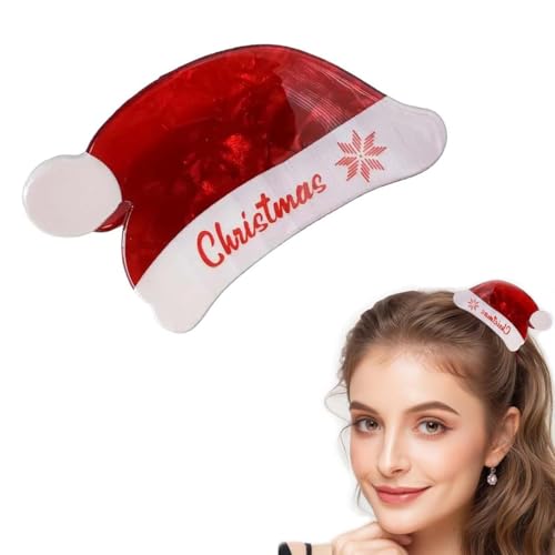 2 piezas de pinzas para cabello con diseño de gorro de Santa rojo y verde de Navidad, accesorios de peluquería para mujeres miniatura 3