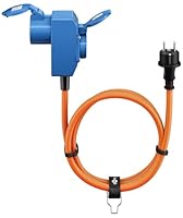 goobay CEE-Adapterkabel für Wohnwagen, 1,5 m, Schutzkontakt 90°, CEE-Buchse und Schutzkontakt mit Verschlusskappen, Kabel für Camping, Wohnmobil und Wohnwagen, 76222