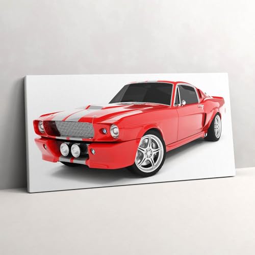 Voiture de sport rouge tableau décoration murale moderne toile 140x70cm salon Wallfluent