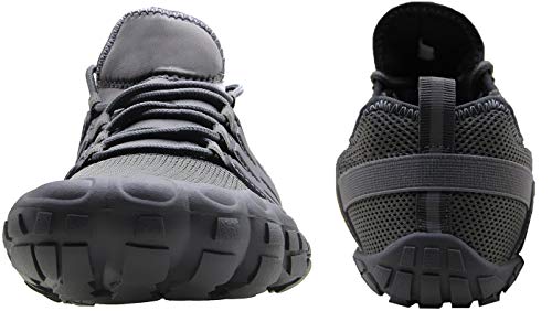 Weweya Cross Training Shoe Mens Five Fingers Minimalist Trail Running Zero Drop Wide Toe Box Barefoot Shoes Cross Country Size 11.5 Grey