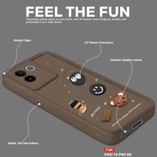 Image of AESTMO Back Case Cover for Vivo T2 Pro 5G / iQOO Z7 Pro 5G | Coffee Silicone Case | Full Body Protection | Camera Protection Back Cover for Vivo T2 Pro 5G / iQOO Z7 Pro 5G (Brown)
