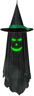 [AZIEBAY] ハロウィンゴーストウィザードハット吊り飾り 布製蓄光プリント 屋外軒先 ハロウィンシーン装飾 [並行輸入品]
