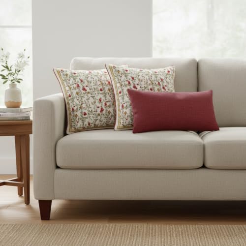 Image of Meadow Bloom Floral Cushion Cover | Decorative Throw Pillow Cover for Sofa Couch Bed Living Room Bedroom | Hidden Zipper Closure | Soft Durable Fabric | 16 x 16 Inch | Pack of 1
