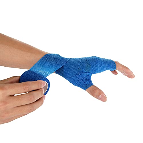 Ziqi 24 Pack 2 Inch*5 Yards Blue Bandage Tape, Cohesive Wrist Tape, Elastic Self Adhesive Wrap For Sports Injury, Strain, Knee & Wrist,Ankle Sprains & Swelling First Aid(Blue) #TOP4
