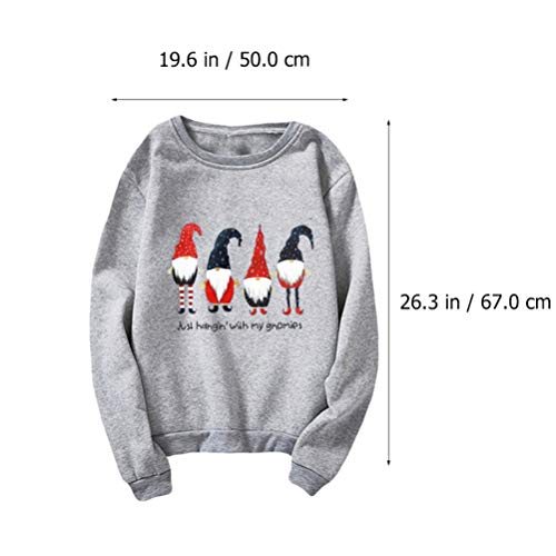 Amosfun Moletom Estampado Natal Feminino Roupas de Manga Comprida Feminina Pulôver Feminino Traje Na
