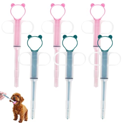 6 Unidades Dispensador de Pastillas para Mascotas,Alimentador de Tabletas para Mascotas,Alimentador Medicamentos Jeringas,Fácil de Administrar,con Punta Blanda,para Pastillas en Cápsulas