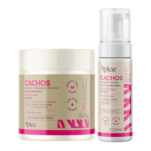 Apse Cosmetics, Kit Cachos Mousse E Ativador Modelador Anti-frizz Apse