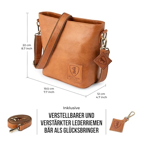 Berliner Bags Vintage Schultertasche Madison, Mittelgroße Umhängetasche aus Leder, Crossbody Bag, Handtasche für Damen - Braun